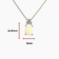 10K White Gold Opal and Diamond Pendant