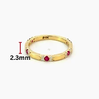 10K Yellow Gold Genuine Ruby & 0.13cttw Diamond Ring / Band, size 6.5