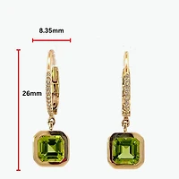 14K Yellow Gold Peridot and Diamond Earrings