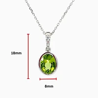 14K White Gold 1.35cttw Peridot and 0.06cttw Diamond Necklace - 18 Inches