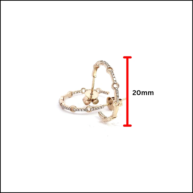 14K Yellow Gold 0.10 cttw Diamond Hoop Earrings