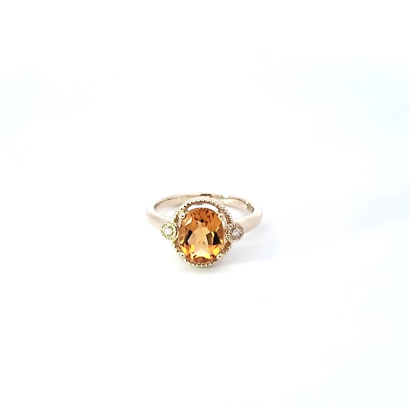 10K Yellow Gold  Citrine and Diamond Ring - 4.5