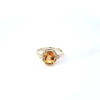 10K Yellow Gold  Citrine and Diamond Ring - 4.5