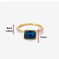 14K Yellow Gold  1.28cttw Blue Topaz and 0.14cttw Diamond Ring - Size 6 - 4.5