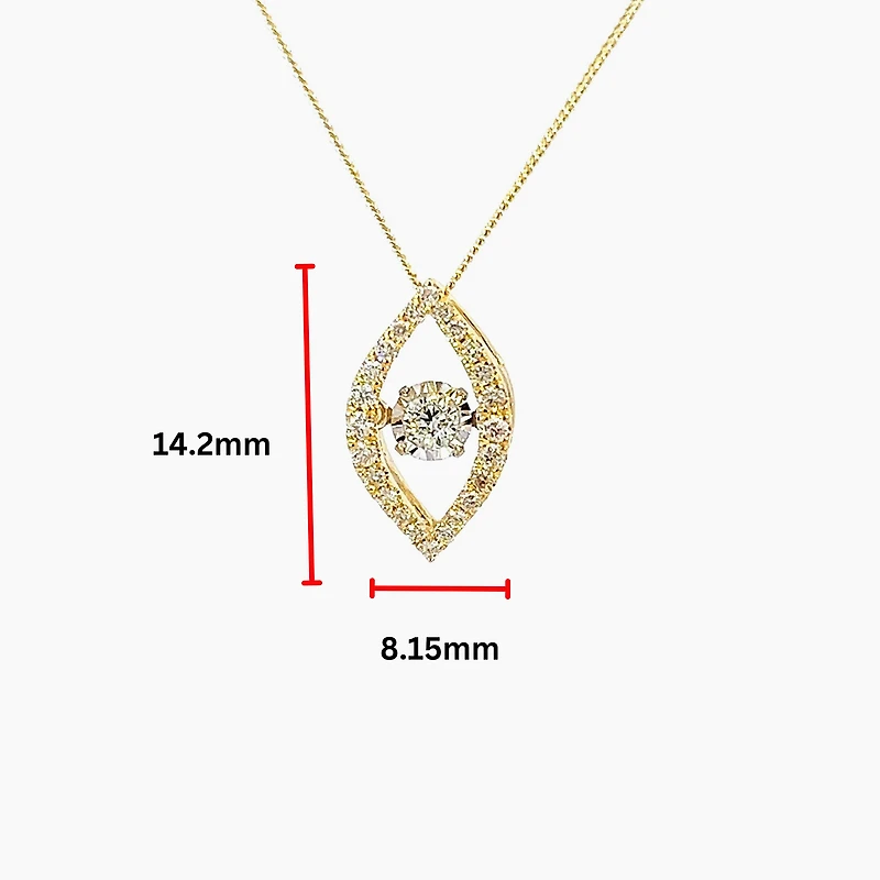 10K Yellow Gold 0.22cttw Diamond Pulse Pendant, 18"