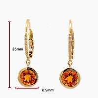 14K Yellow Gold Citrine and Diamond Dangle Earring