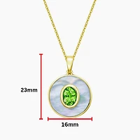 10K Yellow Gold Peridot and Mother of Pearl Pendant - 18 inches
