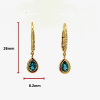 14K Rose Gold Blue Topaz and Diamond Dangle Earrings