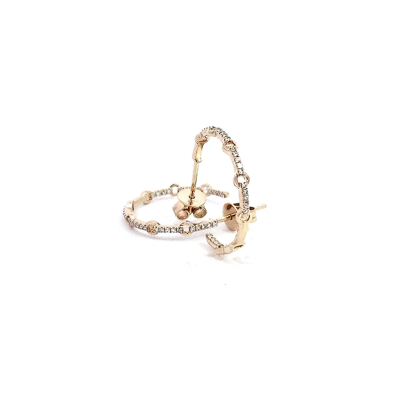 14K Yellow Gold 0.10 cttw Diamond Hoop Earrings