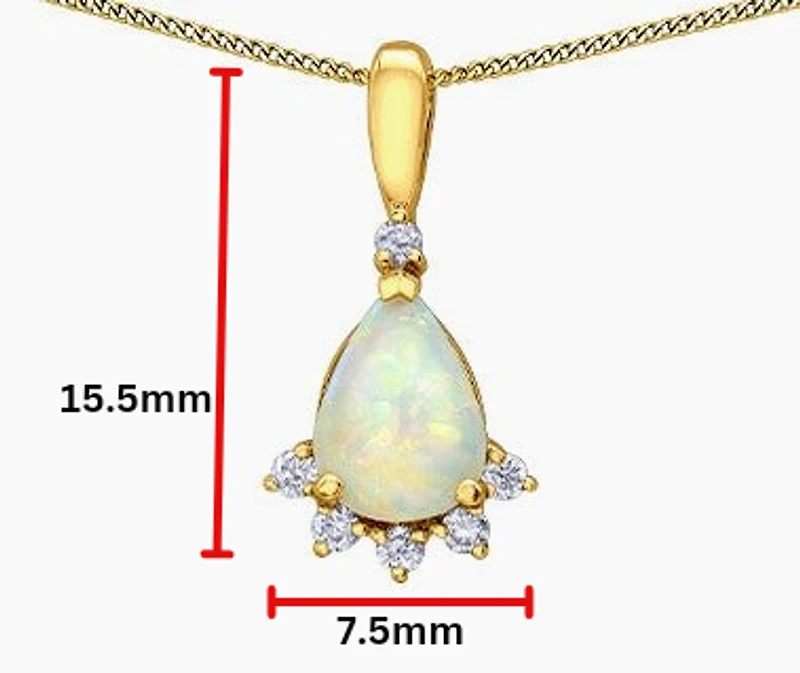 10K Yellow Gold Opal and Diamond Pendant