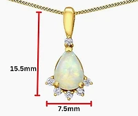 10K Yellow Gold Opal and Diamond Pendant