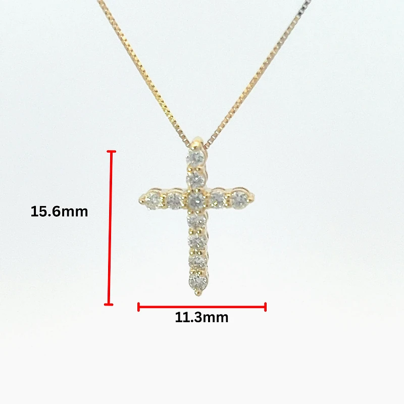 10K Yellow Gold 0.25 cttw Diamond Cross Pendant, 18"