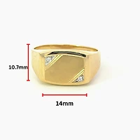 10K Yellow Gold 0.016cttw Diamond Gents Signet Ring, 10 - / 7