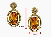 10K Yellow Gold 7x5mm Citrine and 0.02cttw Diamond Earrings