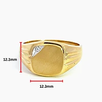 10K Yellow Gold 0.01cttw Diamond Men's Signet  Ring, size 9