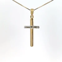 10K Yellow Gold 0.06 cttw  Diamond  Cross Pendant, 18"