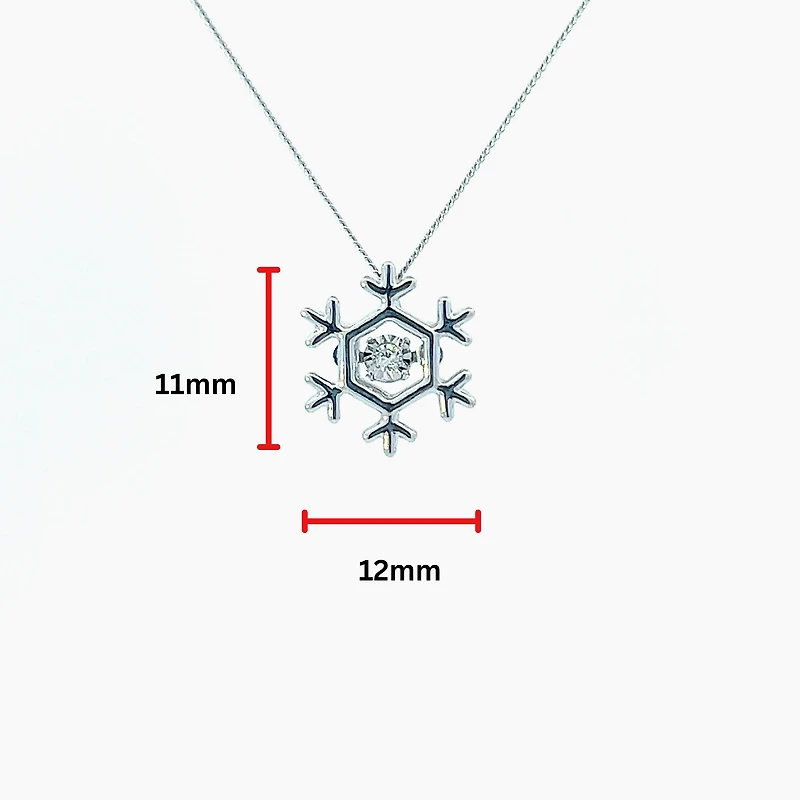 10K White Gold 0.02 cttw Canadian Diamond Snowflake Pulse Pendant, 18"