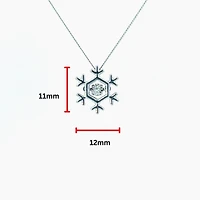 10K White Gold 0.02 cttw Canadian Diamond Snowflake Pulse Pendant, 18"