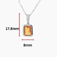 14K White Gold 1.30cttw Citrine and 0.05cttw Diamond Pendant, 18"