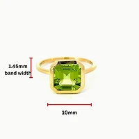 14K Yellow Gold Peridot and Diamond Ring - Size 7