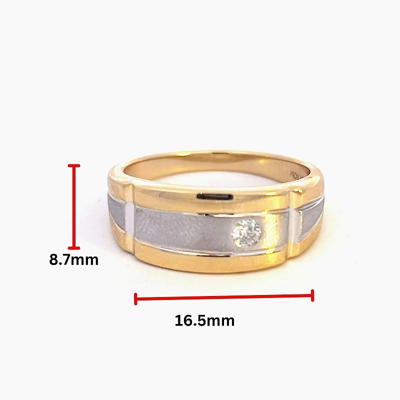 10K Yellow Gold 0.07cttw Diamond Gents Ring, size 10 - 7.5
