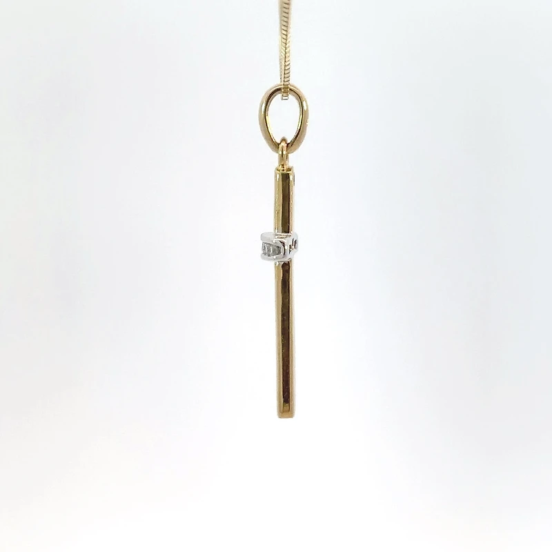 10K Yellow Gold 0.06 cttw  Diamond  Cross Pendant, 18"