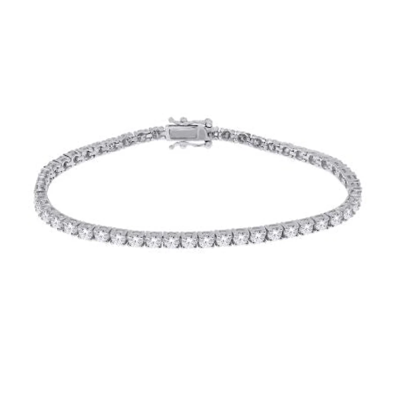 Silver Lab Grown 1.00 - 5.00cttw Round Brilliant Cut Diamond Tennis Bracelet