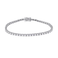 Silver Lab Grown 1.00 - 5.00cttw Round Brilliant Cut Diamond Tennis Bracelet
