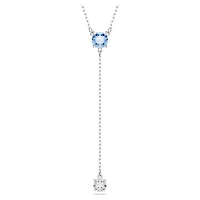 Swarovski Stilla Attract Y necklace, Round cut, Blue, Rhodium plated 5734249