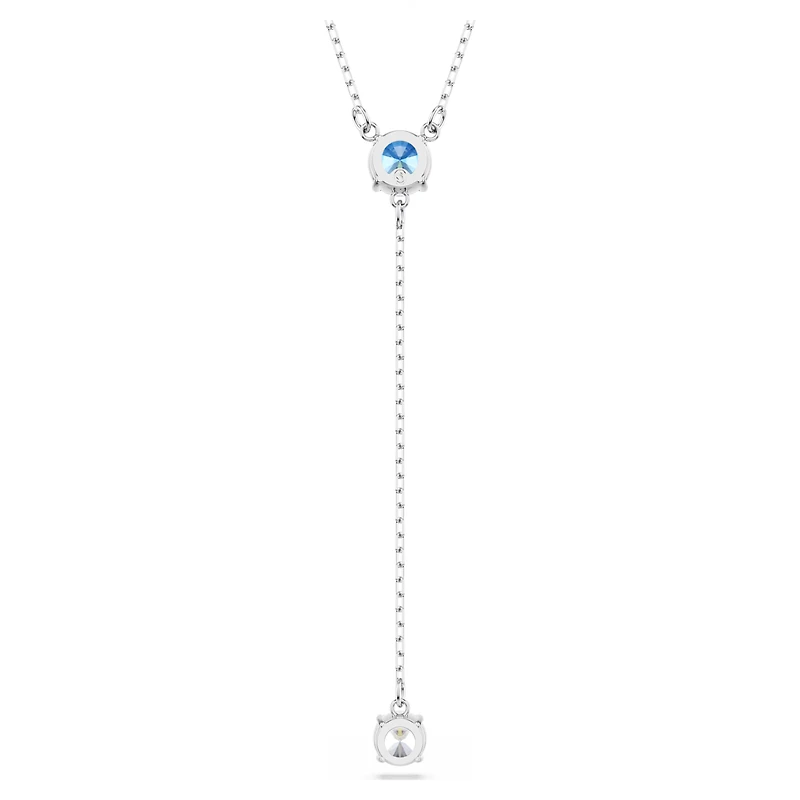 Swarovski Stilla Attract Y necklace, Round cut, Blue, Rhodium plated 5734249