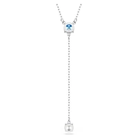 Swarovski Stilla Attract Y necklace, Round cut, Blue, Rhodium plated 5734249