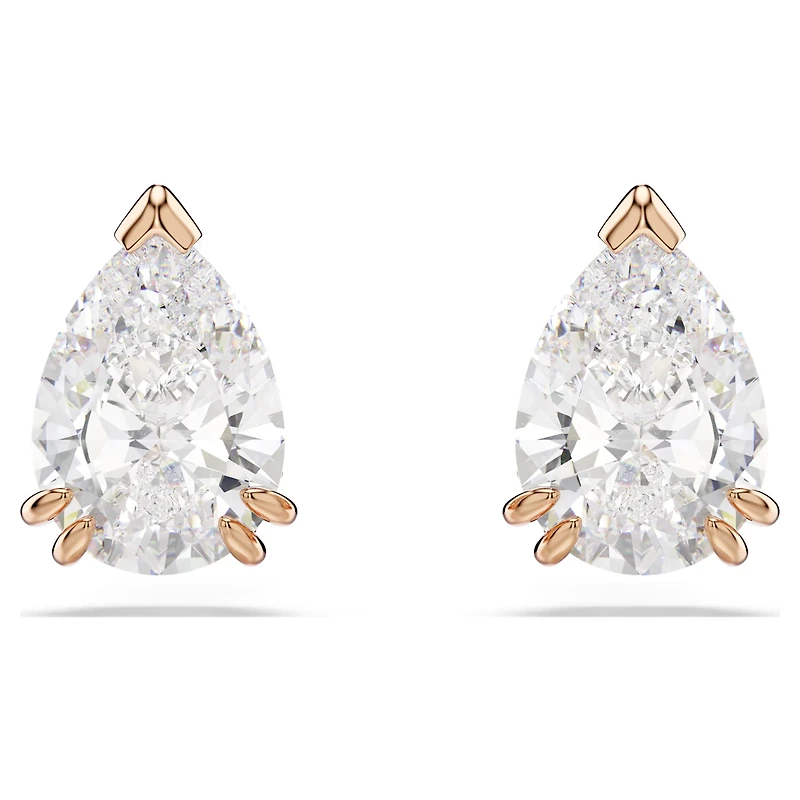 Swarovski Stilla stud earrings, Pear cut, White, Rose gold-tone plated 5734248