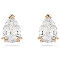 Swarovski Stilla stud earrings, Pear cut, White, Rose gold-tone plated 5734248