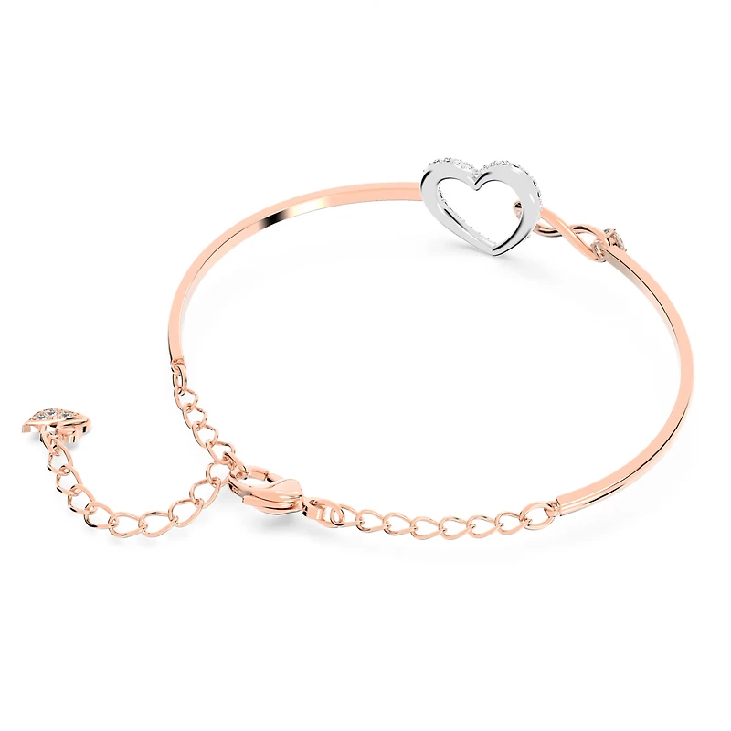 Swarovski Infinity bangle, Infinity and heart, White, Mixed metal finish - 5518869