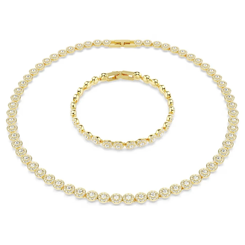 Swarovski - Una Angelic set Round cut, White, Gold-tone plated - 5720506