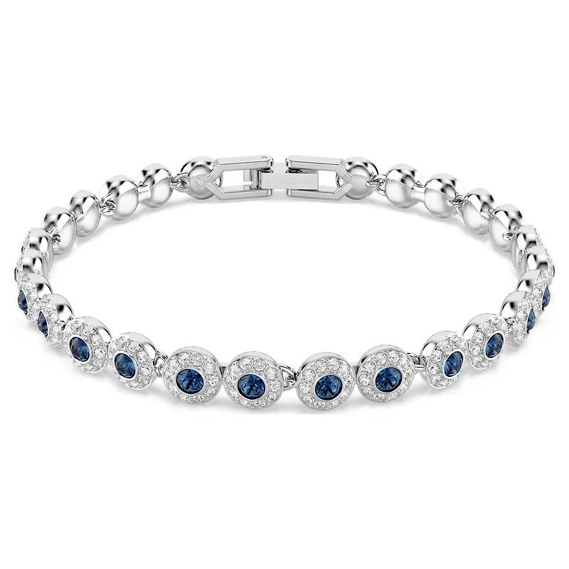 Swarovski Una Angelic Tennis bracelet, Round cut, Blue, Rhodium plated 5733401