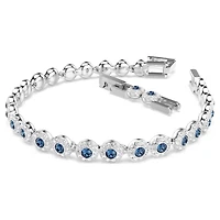 Swarovski Una Angelic Tennis bracelet, Round cut, Blue, Rhodium plated 5733401