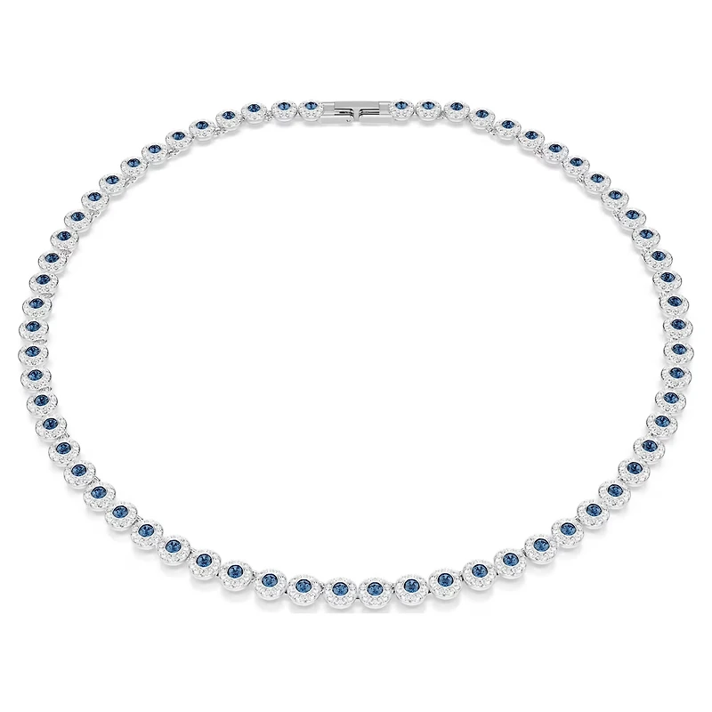 Swarovski Una Angelic Tennis necklace, Round cut, Blue, Rhodium plated 5733402