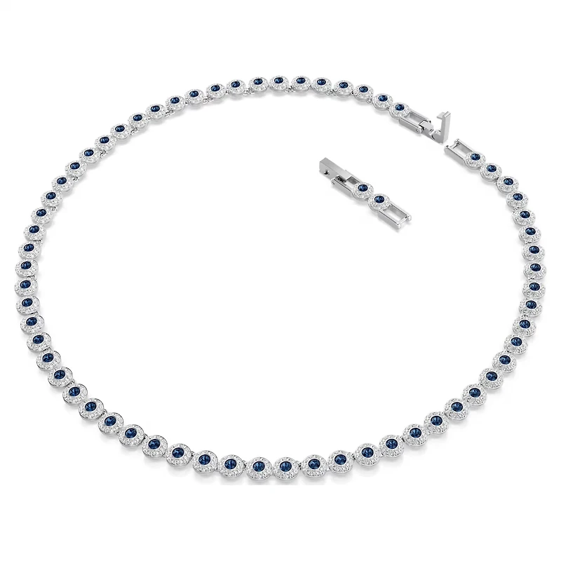Swarovski Una Angelic Tennis necklace, Round cut, Blue, Rhodium plated 5733402