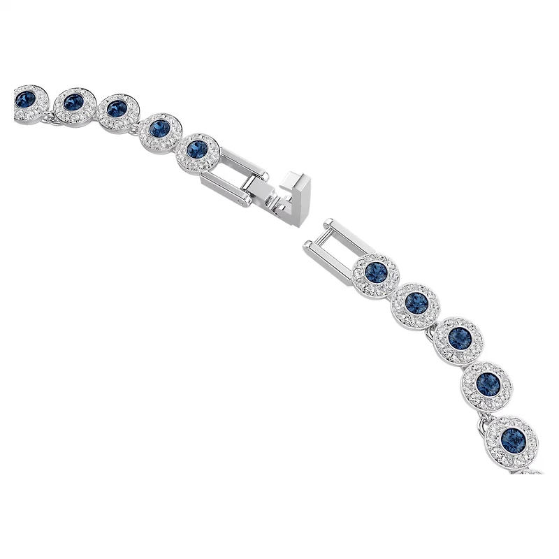 Swarovski Una Angelic Tennis necklace, Round cut, Blue, Rhodium plated 5733402