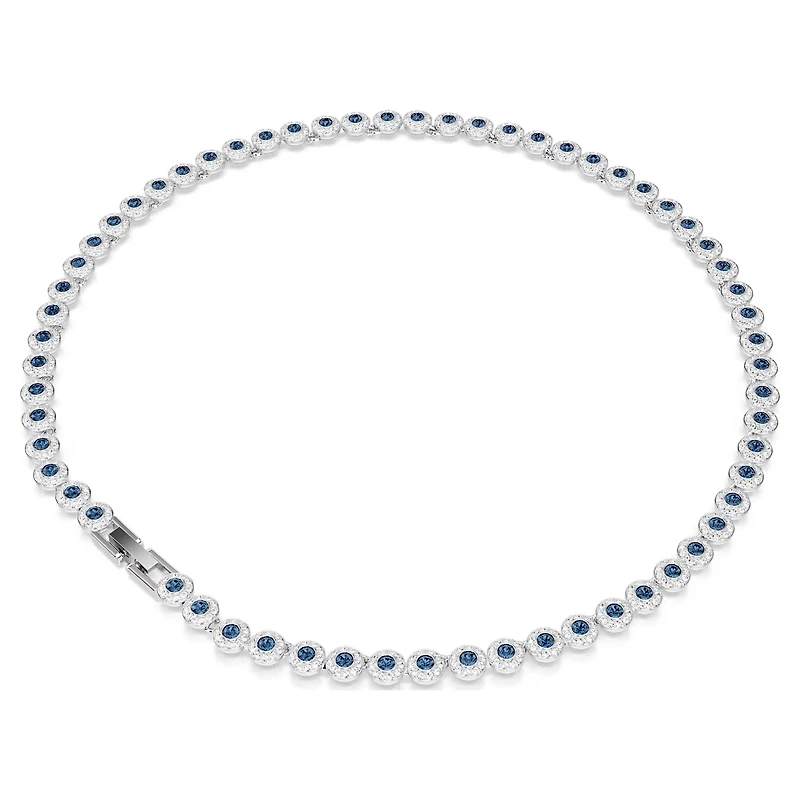 Swarovski Una Angelic Tennis necklace, Round cut, Blue, Rhodium plated 5733402