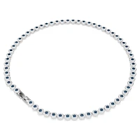 Swarovski Una Angelic Tennis necklace, Round cut, Blue, Rhodium plated 5733402