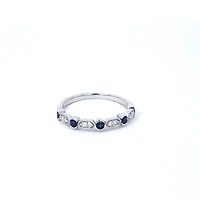 14K White Gold Sapphire & Diamond Ring - / 4.5