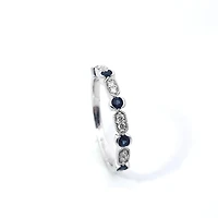 14K White Gold Sapphire & Diamond Ring - / 4.5