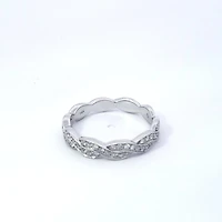 14K White Gold Wavy Diamond Band