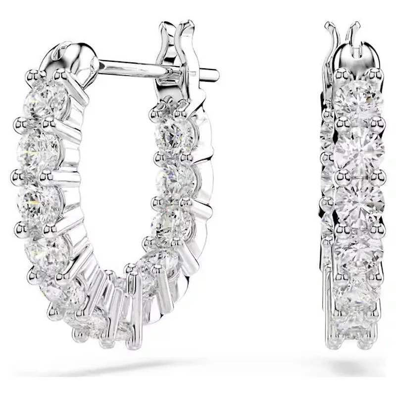 Swarovski - Vittore/Matrix hoop earrings, Round cut, White, Rhodium plated 5562126/5633866 (SS)