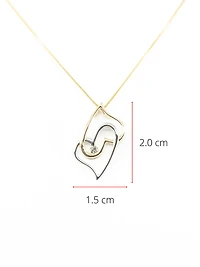 10K 2 Tone Gold Diamond Heart Necklace - 18"