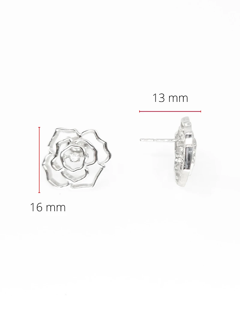 Sterling Silver 0.04cttw Diamond Flower Earring
