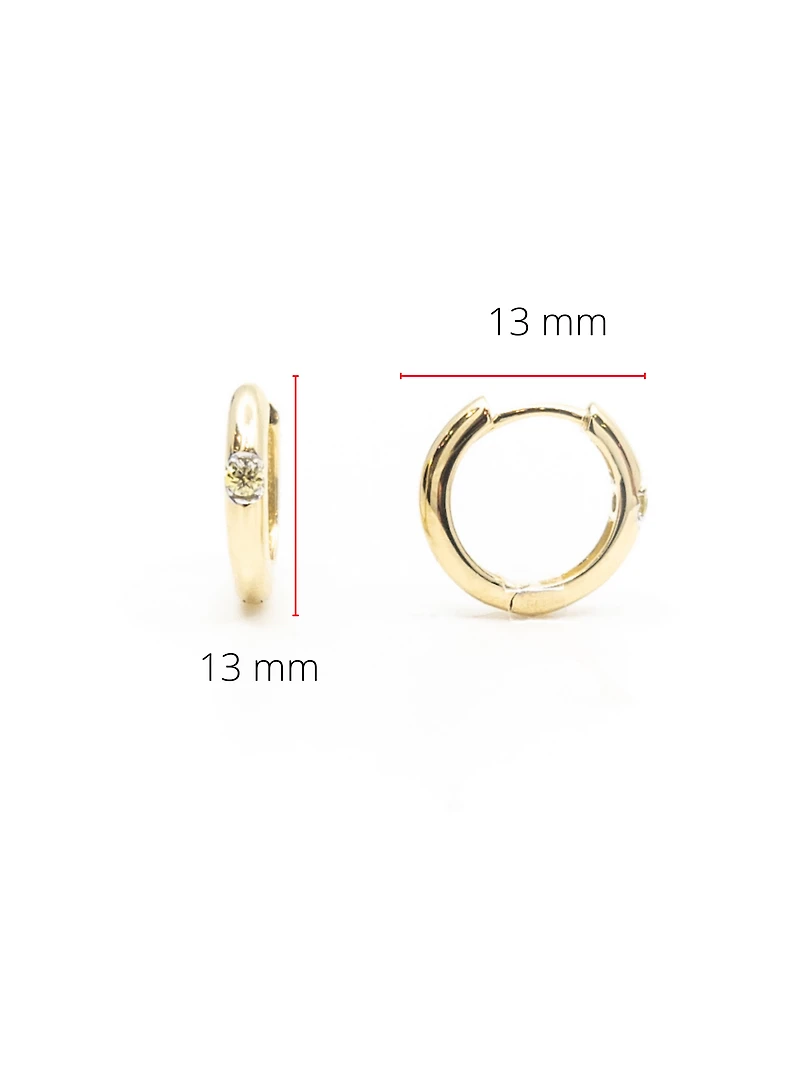 10K Yellow Gold 0.06cttw Round Cut Canadian Diamond Hoop Huggie Hinged Earring