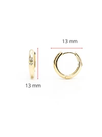 10K Yellow Gold 0.06cttw Round Cut Canadian Diamond Hoop Huggie Hinged Earring